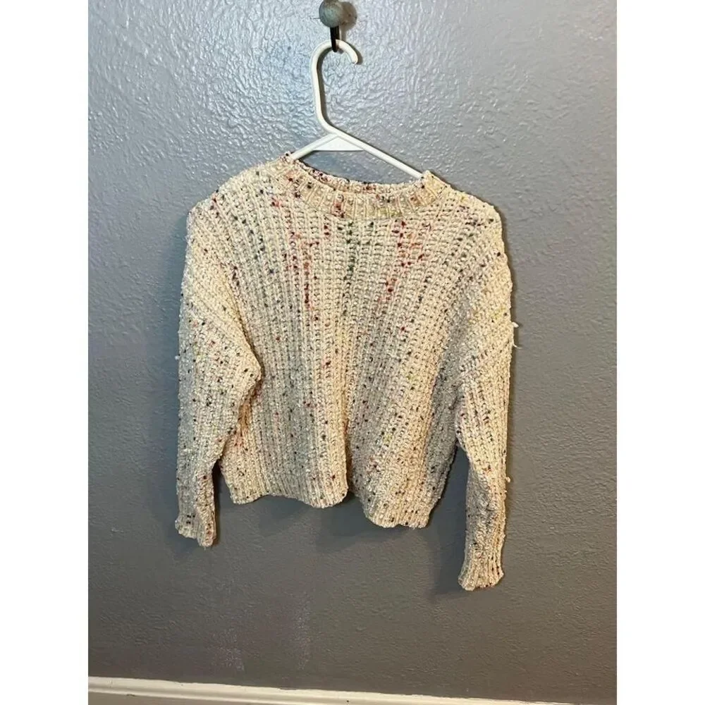 Womens Cream color with various colors‎ sweater size extra small cropped - Picture 2 of 7